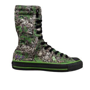 RARE Converse Chuck Taylor Black/Green Graffiti High-Top Sneaker Women 7.5